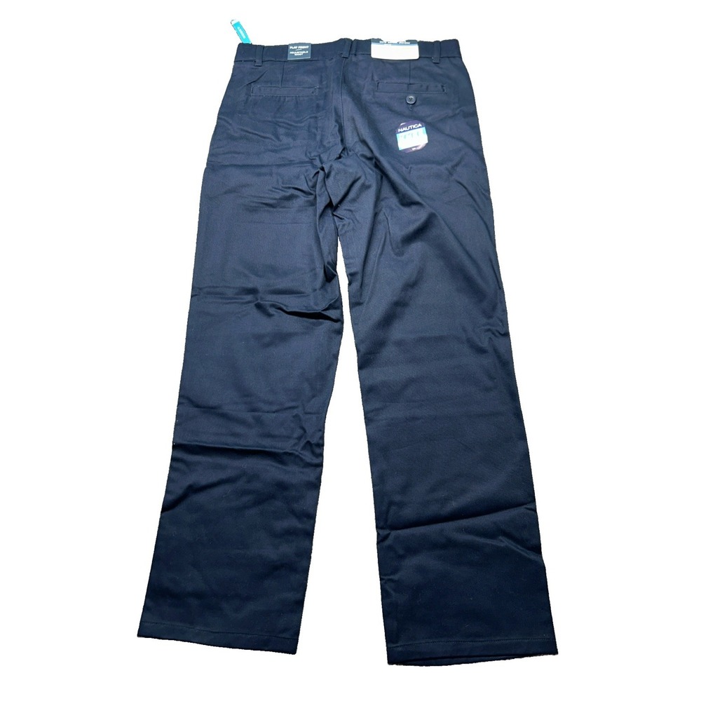 Nautica Boys School Uniform Pants 14 Husky Navy Blue Adjustable Waist N851055Q